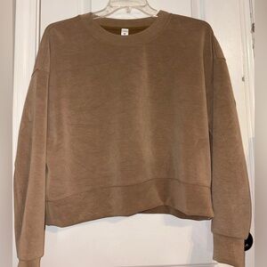 Lululemon Perfectly Oversized Crew Sweatshirt Cropped Tan Brown (Sz 10)